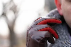 Chestnut Brown Touchscreen Lamb Nappa Leather Gloves