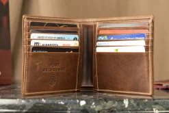Classic 8 Card Bifold Antique Mahogany Leather Wallet