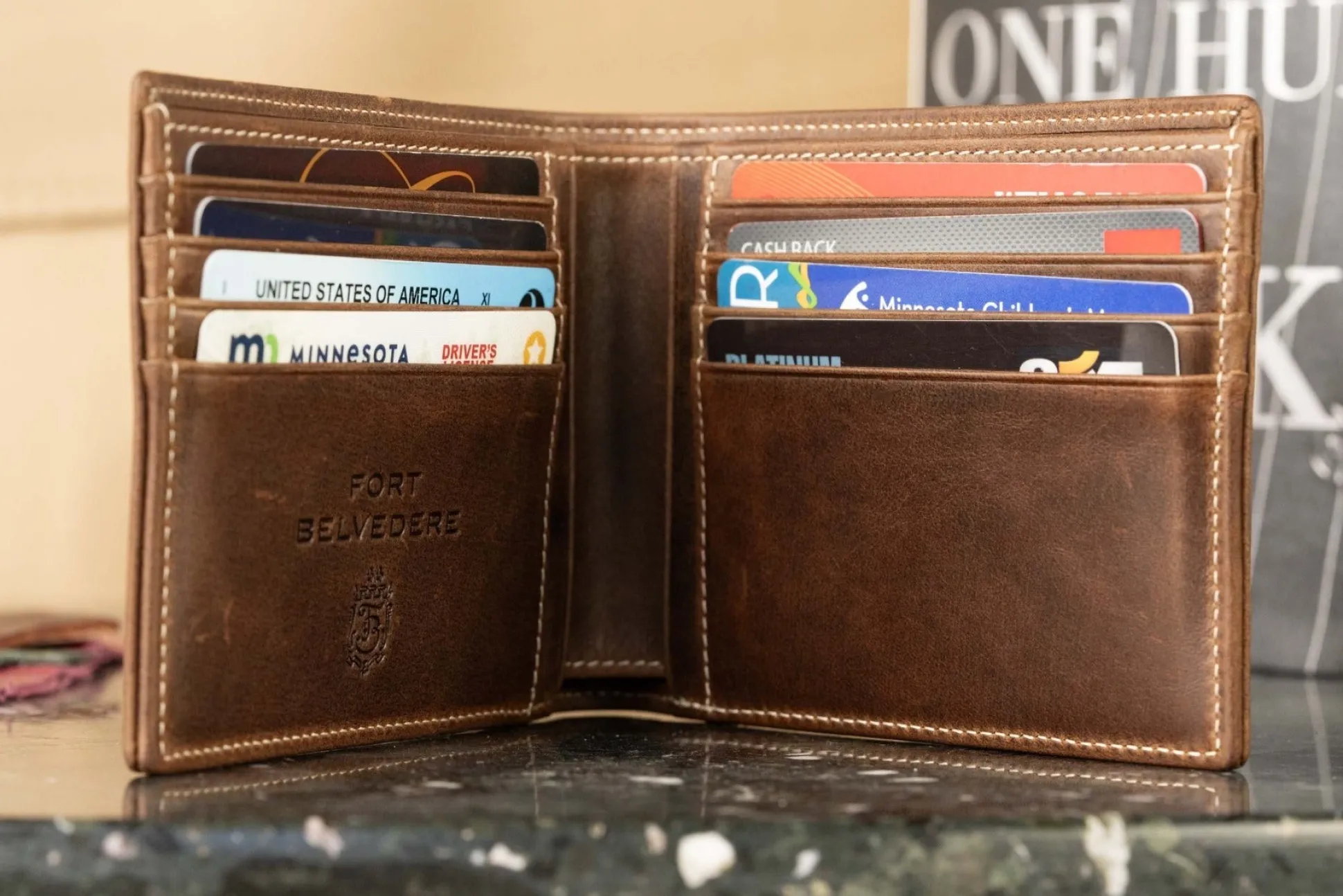 Classic 8 Card Bifold Antique Mahogany Leather Wallet