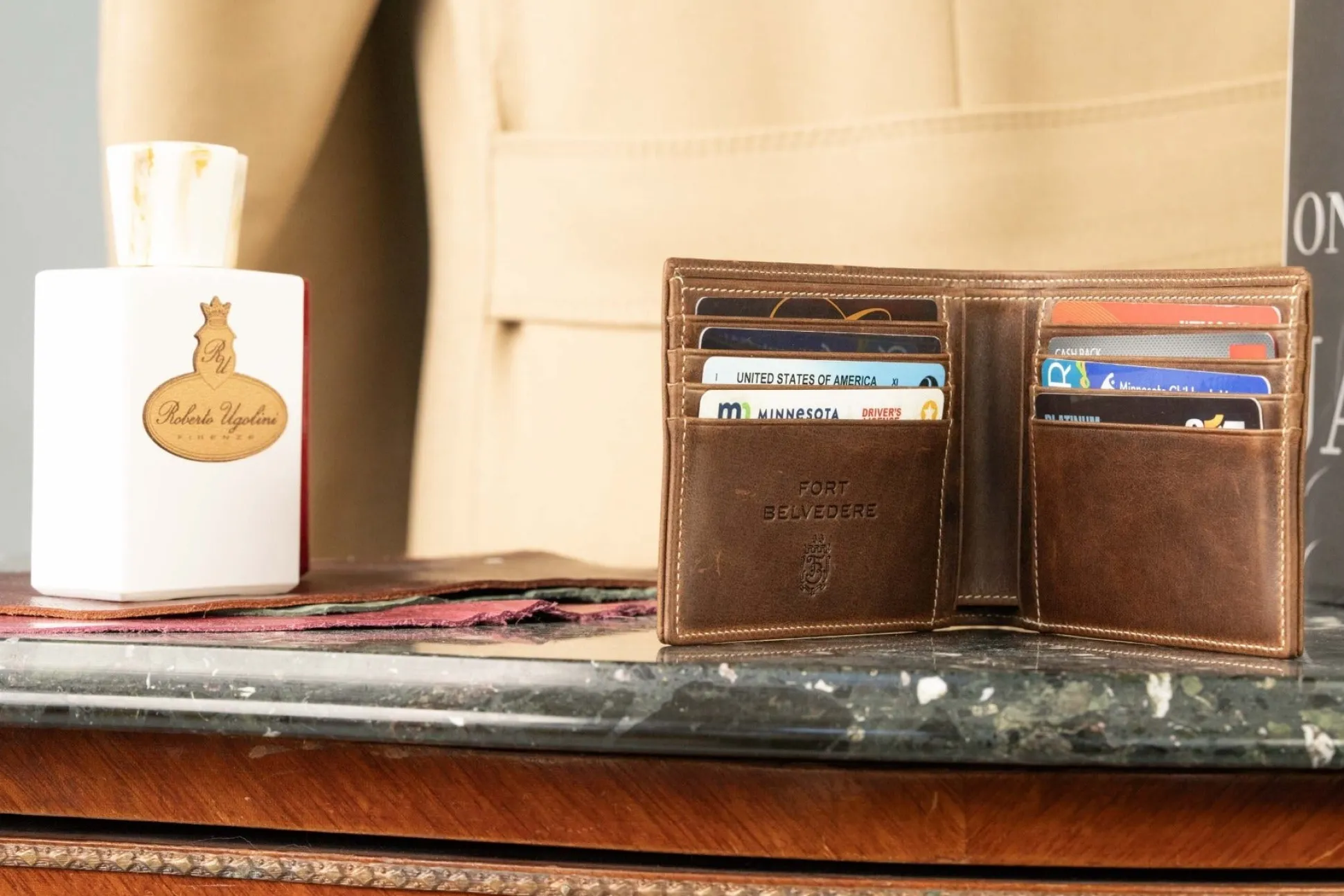 Classic 8 Card Bifold Antique Mahogany Leather Wallet