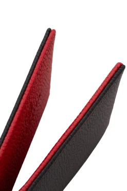 Classic 8 Card Bifold Black & Red Grained Leather Wallet