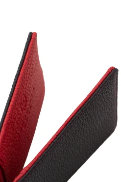 Classic 8 Card Bifold Black & Red Grained Leather Wallet