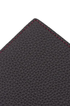 Classic 10 Card Bifold Black & Red Grained Leather Wallet