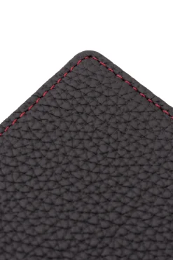 Classic 10 Card Bifold Black & Red Grained Leather Wallet