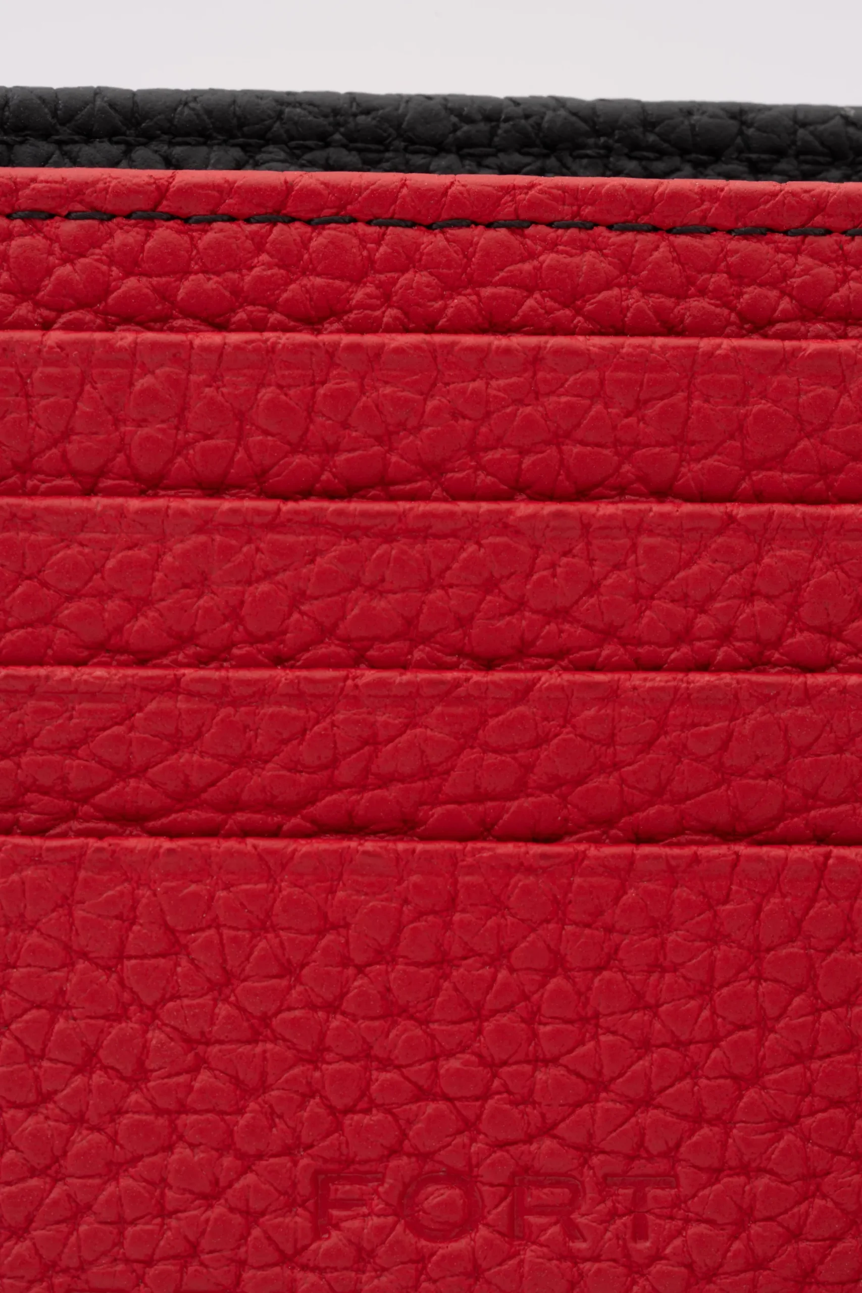 Classic 10 Card Bifold Black & Red Grained Leather Wallet