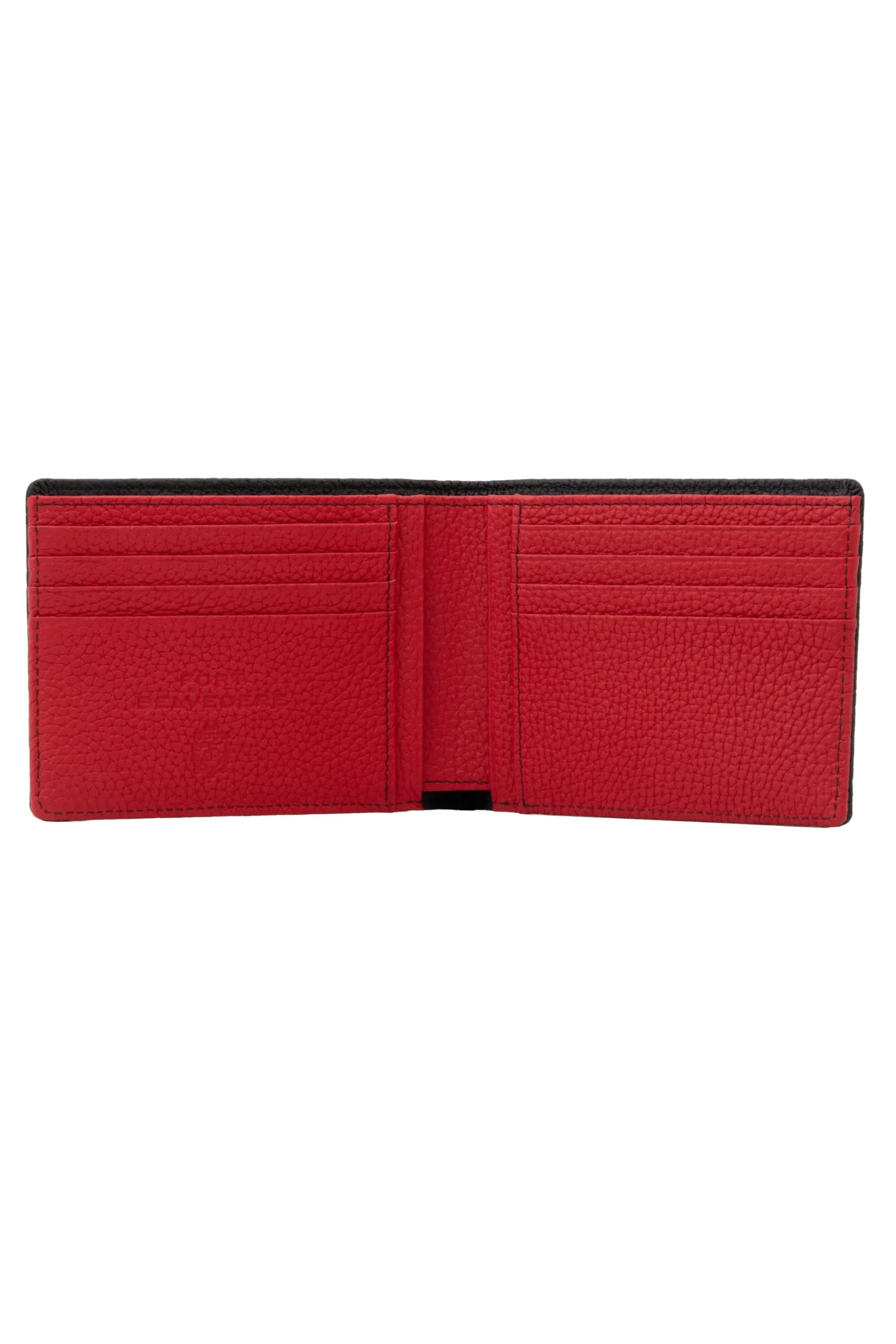 Classic 10 Card Bifold Black & Red Grained Leather Wallet