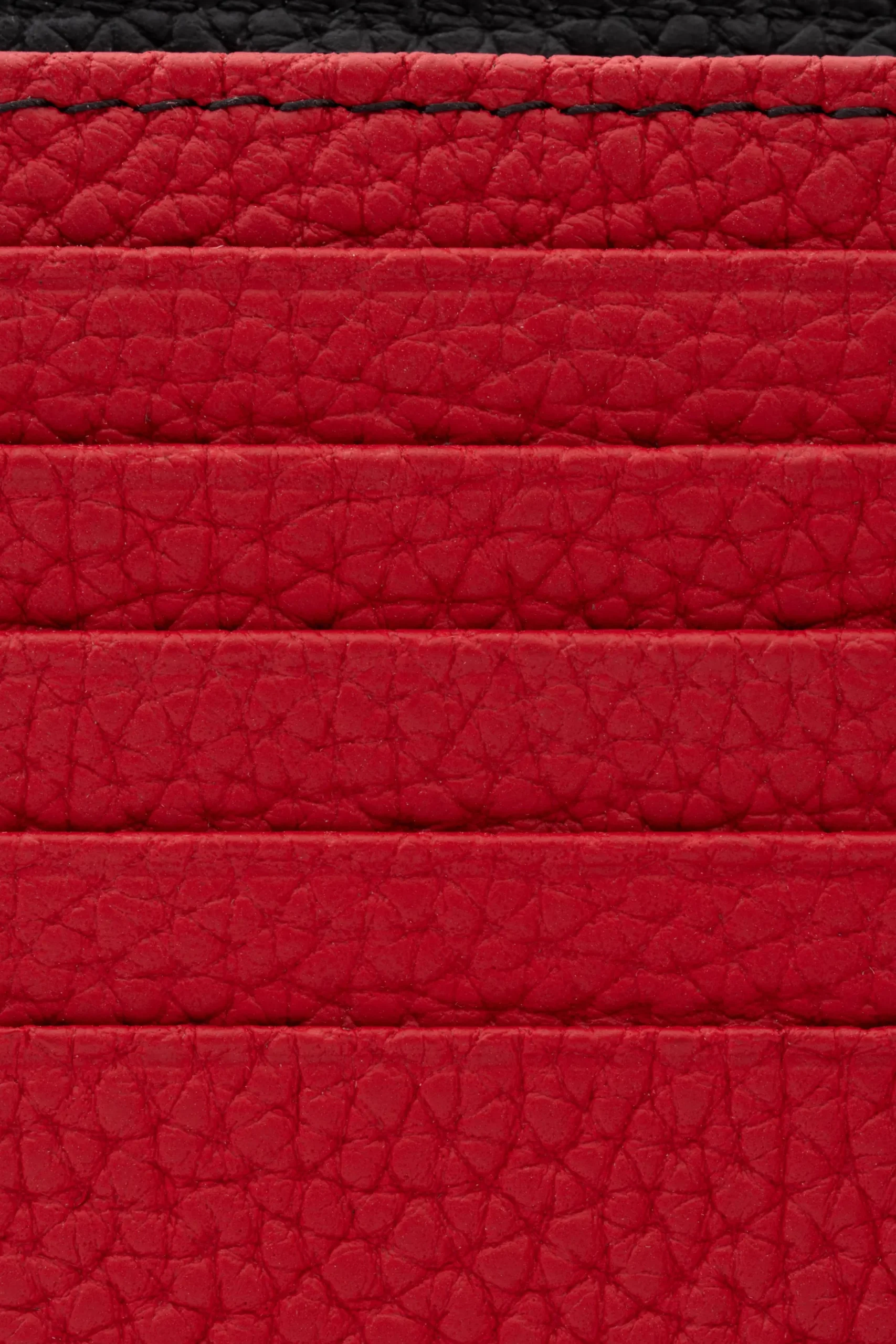 Classic 10 Card Bifold Black & Red Grained Leather Wallet