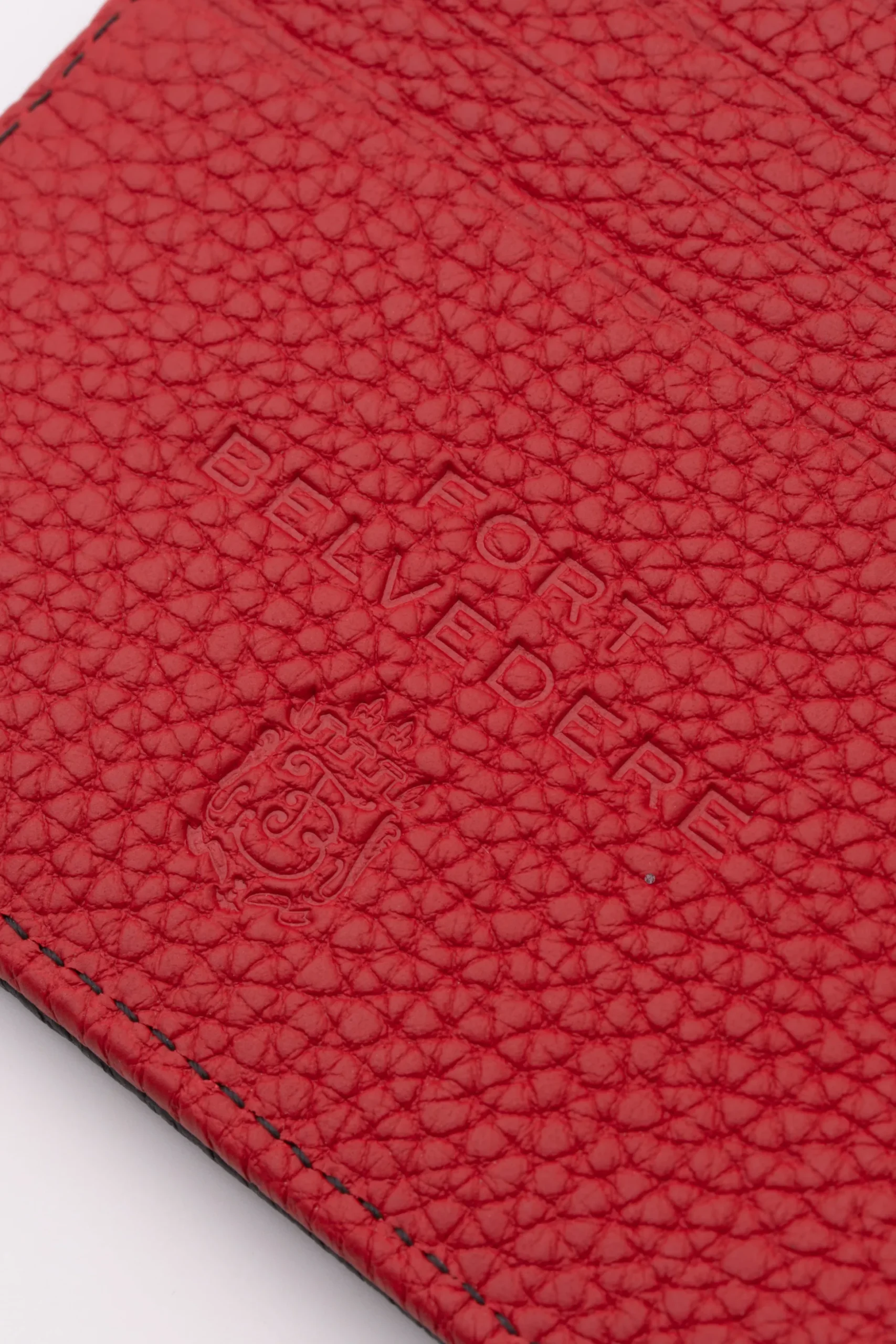 Classic 10 Card Bifold Black & Red Grained Leather Wallet