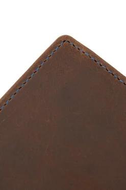 Classic 8 Card Bifold Mahogany & Blue Two Tone Leather Wallet