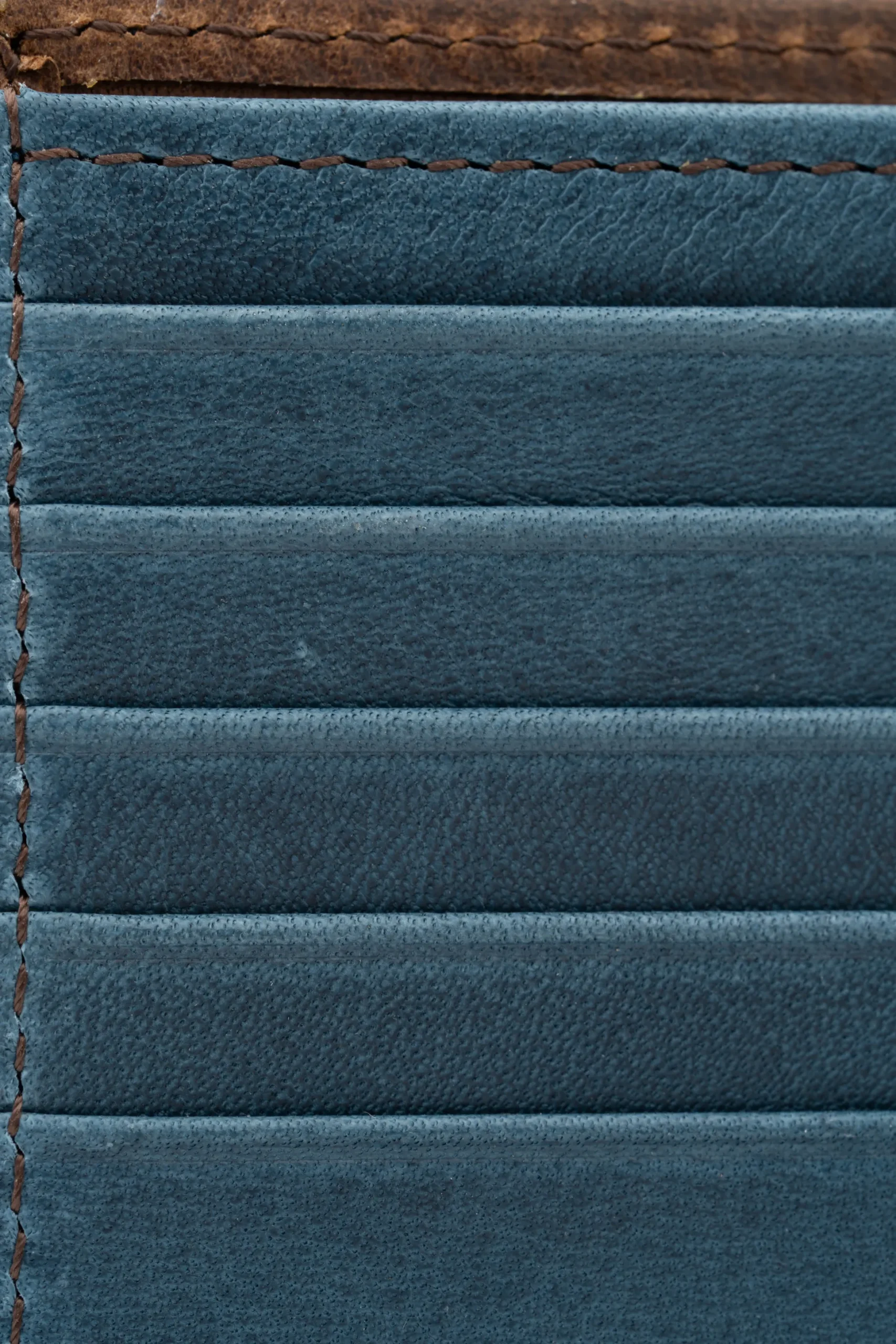 Classic 8 Card Bifold Mahogany & Blue Two Tone Leather Wallet