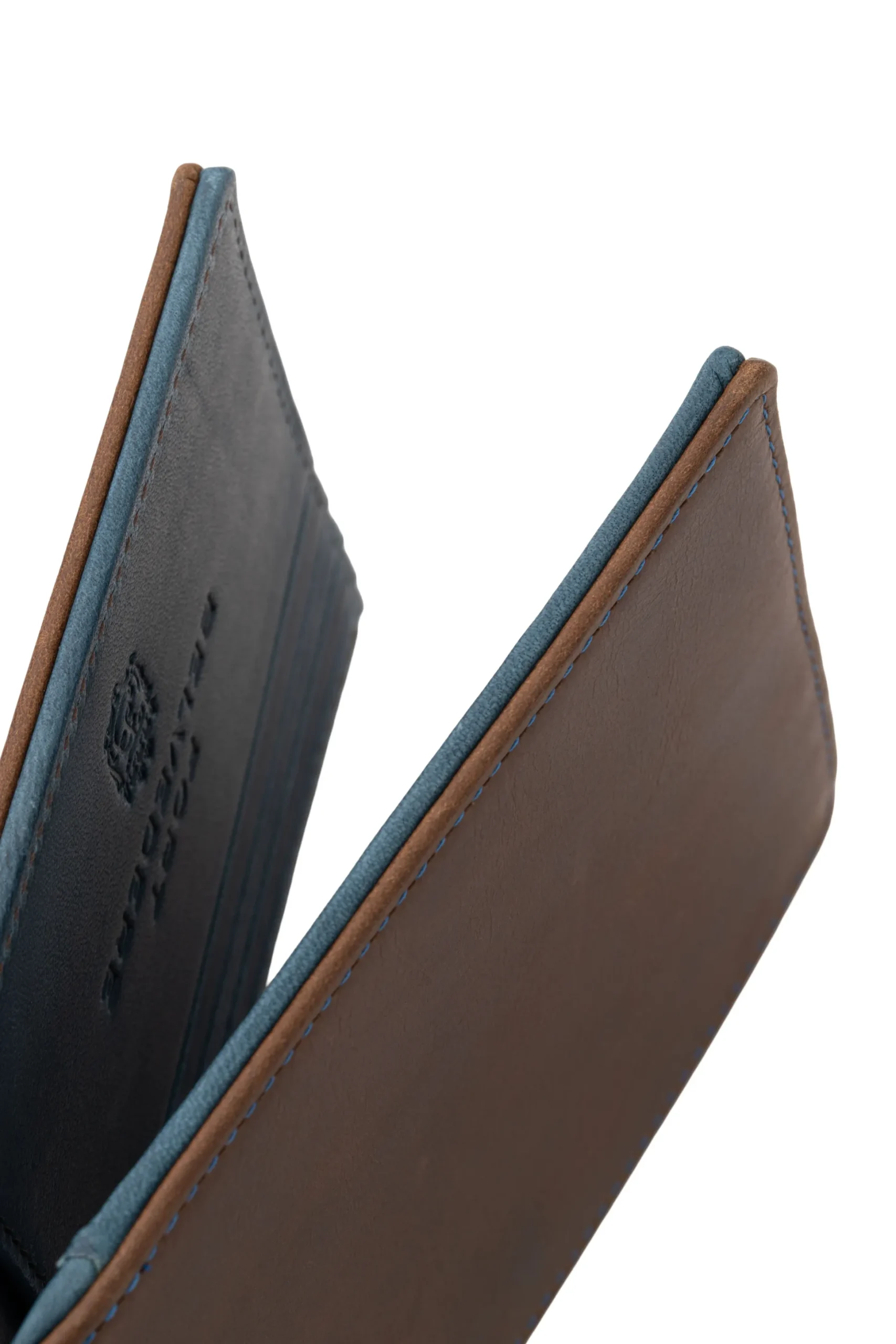 Classic 8 Card Bifold Mahogany & Blue Two Tone Leather Wallet