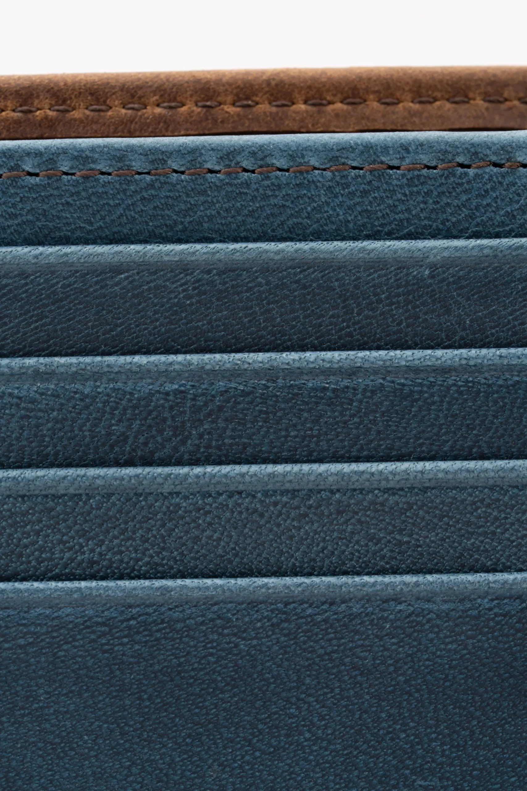 Classic 8 Card Bifold Mahogany & Blue Two Tone Leather Wallet