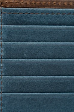 Classic 10 Card Bifold Mahogany & Blue Two Tone Leather Wallet