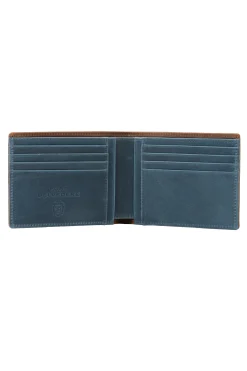 Classic 10 Card Bifold Mahogany & Blue Two Tone Leather Wallet