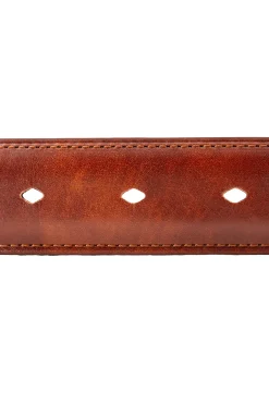 Cognac Brown Museum Calf Leather Belt