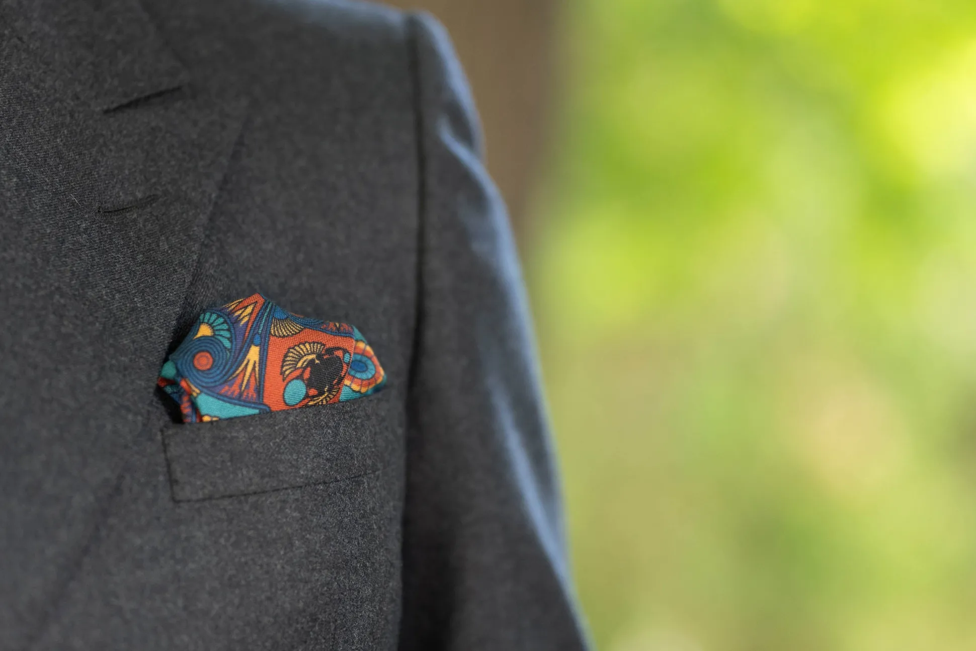 Copper Red Art Deco Egyptian Scarab Pocket Square