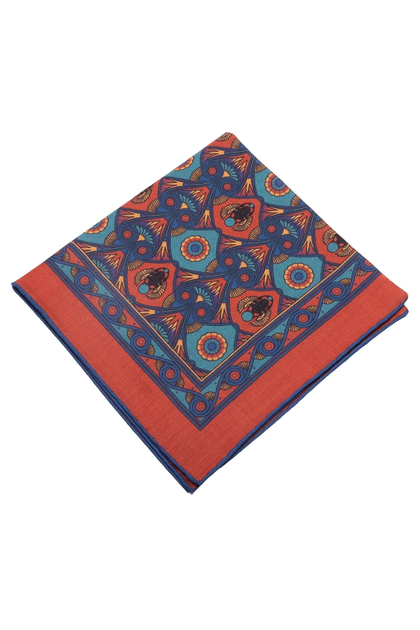 Copper Red Art Deco Egyptian Scarab Pocket Square