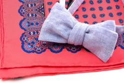 Coral Red Small & Large Paisley Silk Pocket Square