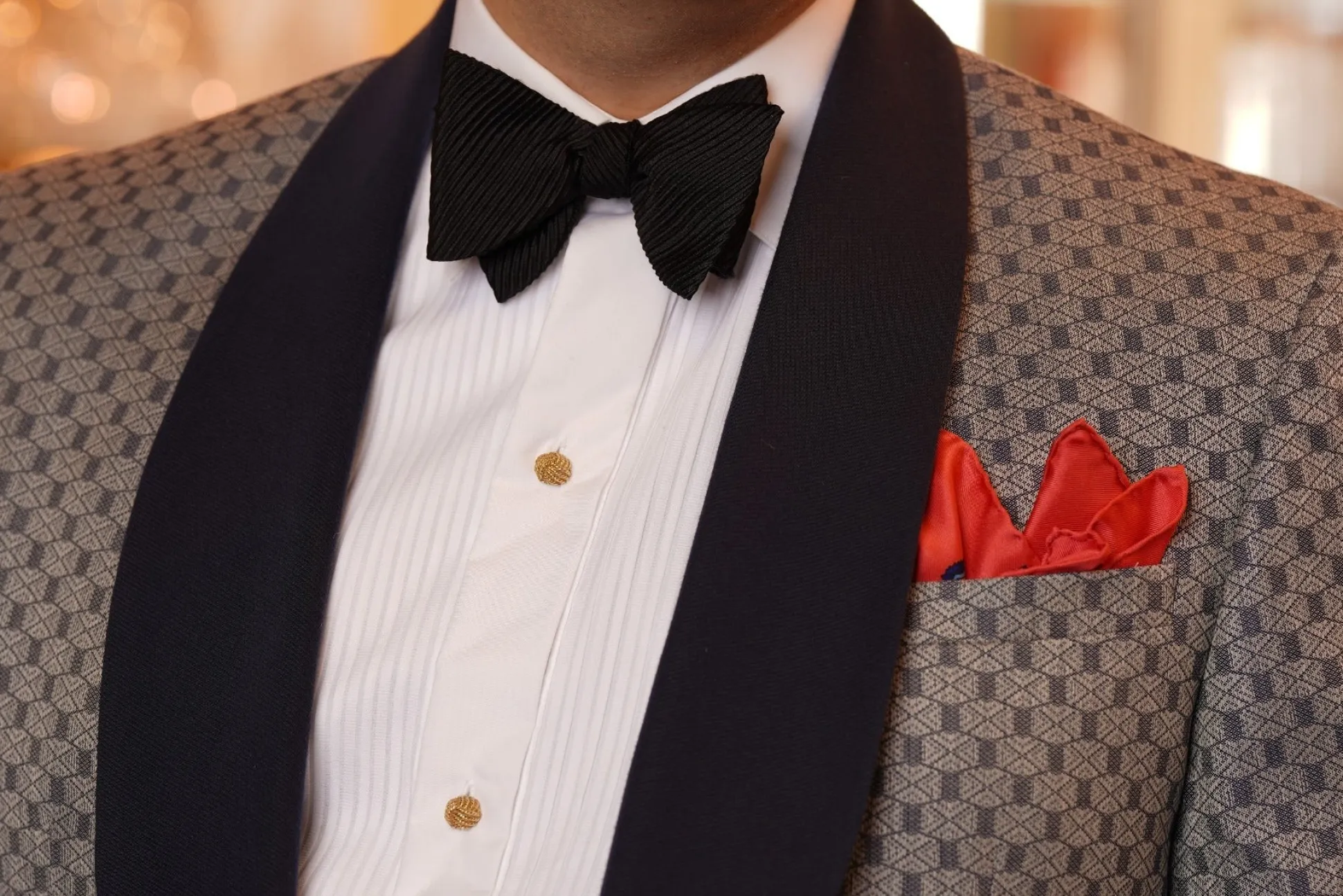 Coral Red Small & Large Paisley Silk Pocket Square