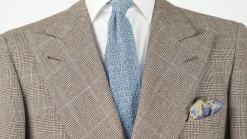 Cornflower Blue Reversible Pheasant & Paisley Silk Pocket Square