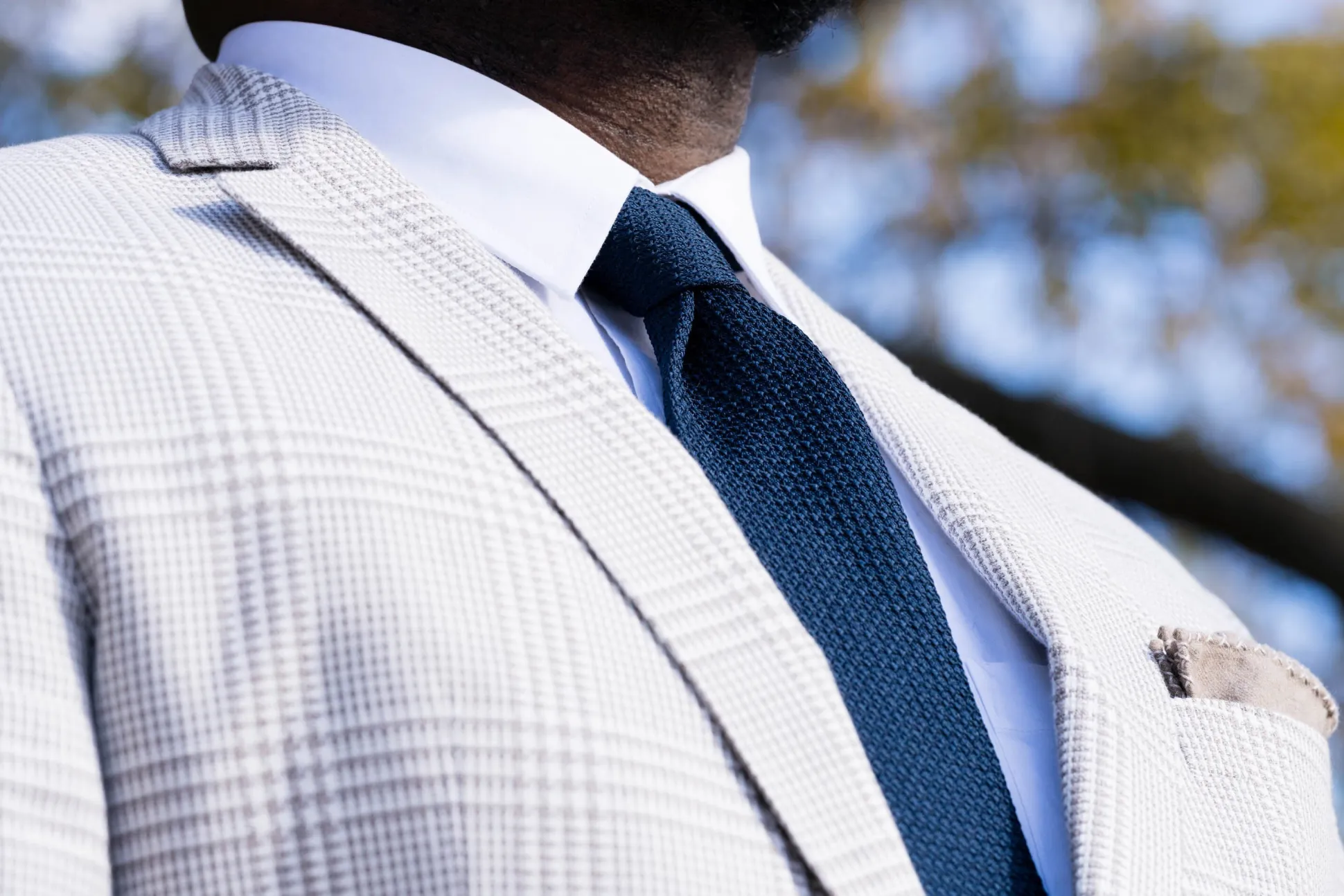 Dark Blue Grenadine Silk Tie