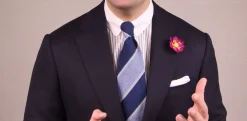 Dark Blue & Light Blue Striped Cashmere Wool Grenadine Tie