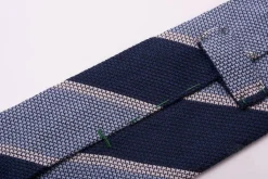 Dark Blue & Light Blue Striped Cashmere Wool Grenadine Tie