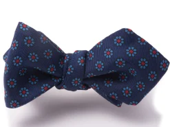 Dark Blue Micropattern Madder Silk Bow Tie