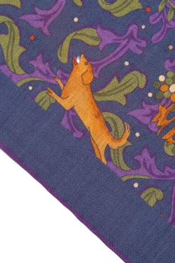 Dark Blue Motif Silk-Wool Pocket Square