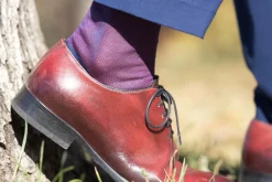 Dark Blue & Red Two-Tone Solid Cotton Socks