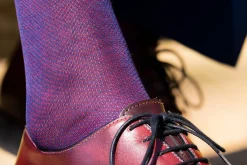 Dark Blue & Red Two-Tone Solid Cotton Socks