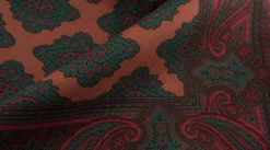 Dark Bronze Diamond & Paisley Madder Silk Pocket Square