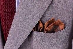 Dark Bronze Diamond & Paisley Madder Silk Pocket Square