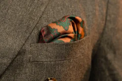 Dark Bronze Diamond & Paisley Madder Silk Pocket Square