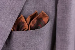 Dark Bronze Diamond & Paisley Madder Silk Pocket Square