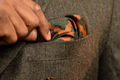 Dark Bronze Diamond & Paisley Madder Silk Pocket Square