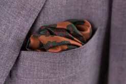 Dark Bronze Diamond & Paisley Madder Silk Pocket Square