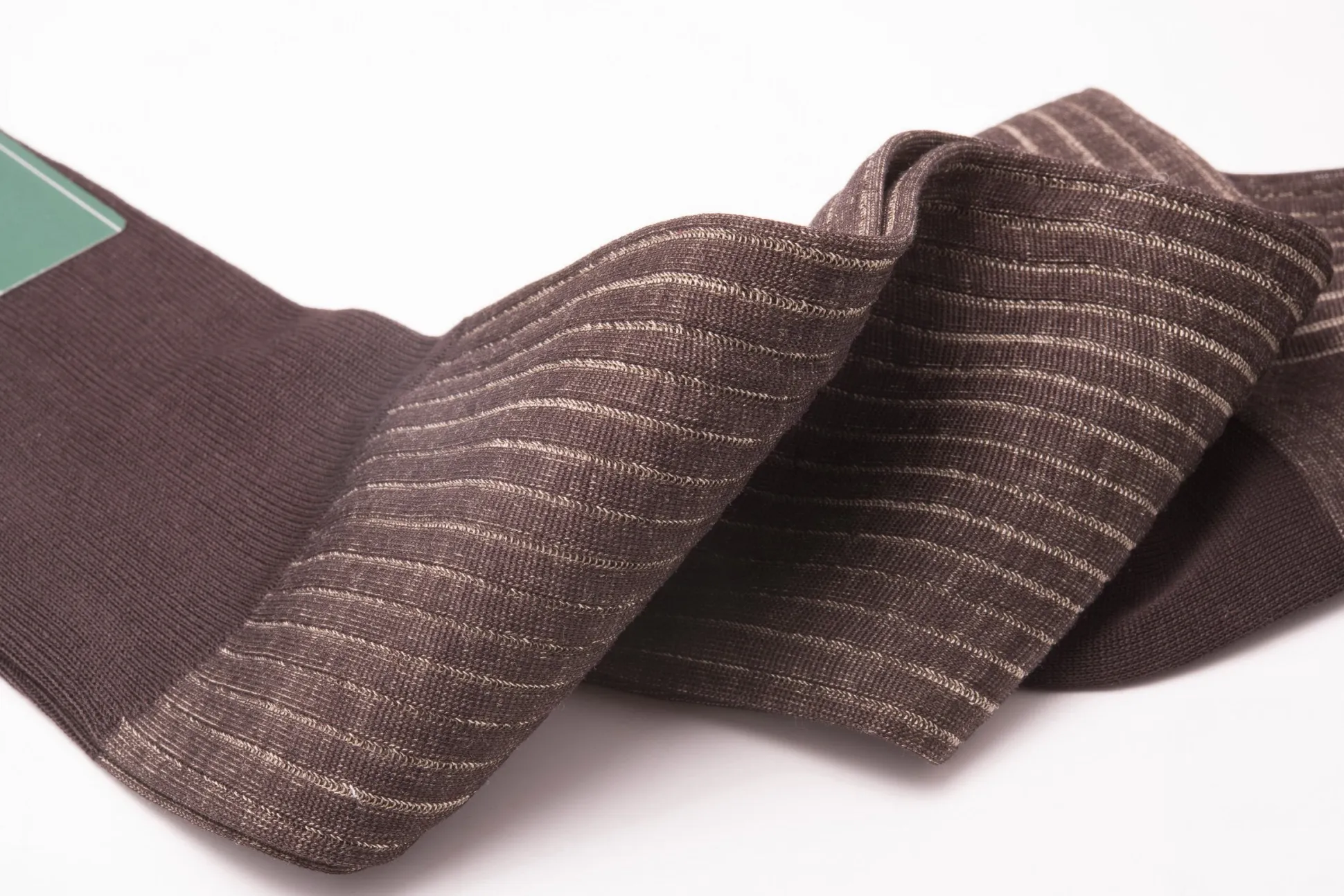Dark Brown & Beige Shadow Stripe Lightweight Cotton Socks