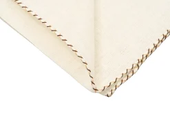 Dark Brown & Beige X-Stitch Cream Linen Pocket Square