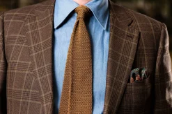 Dark Brown Diamond & Paisley Madder Silk Pocket Square