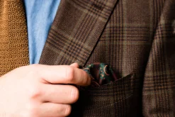 Dark Brown Diamond & Paisley Madder Silk Pocket Square