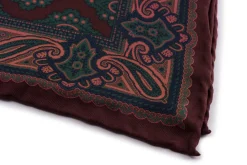 Dark Brown Diamond & Paisley Madder Silk Pocket Square