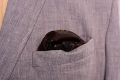 Dark Brown Diamond & Paisley Madder Silk Pocket Square