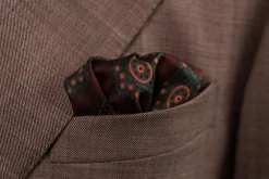 Dark Brown Diamond & Paisley Madder Silk Pocket Square