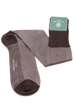 Dark Brown & White Two-Tone Solid Socks