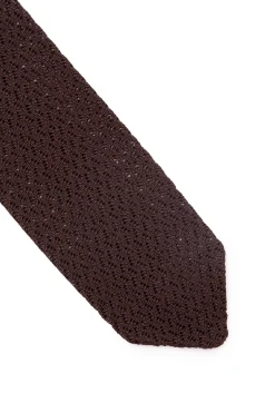Dark Brown Zigzag Silk Knit Tie