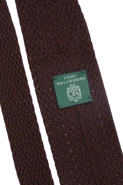 Dark Brown Zigzag Silk Knit Tie