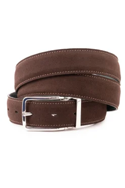 Dark Chocolate Brown Suede Calf Leather Belt