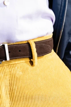 Dark Chocolate Brown Suede Calf Leather Belt