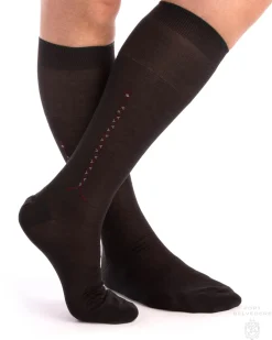 Dark Gray Cotton Socks with Burgundy & White Clocks